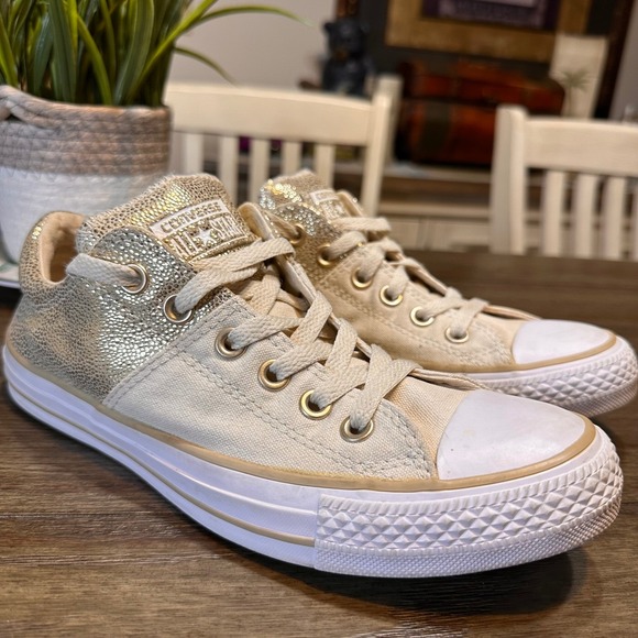 Converse Shoes - Converse Chuck Taylor All Star Madisson Gold Metallic Glitter Top Sneakers  8